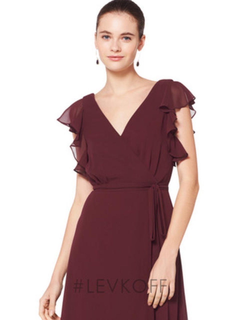 BILL LEVKOFF WINE WRAP DRESS SIZE 14